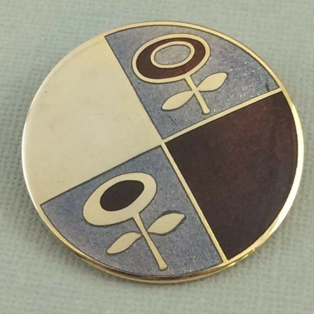 De Passille Sylvestre Enamel Modernist MCM Flower Brooch Pin Vtg Quebec